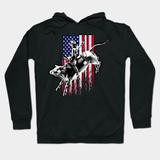 Rodeo Bull Rider Patriotic American Flag For Cowboys Hoodie